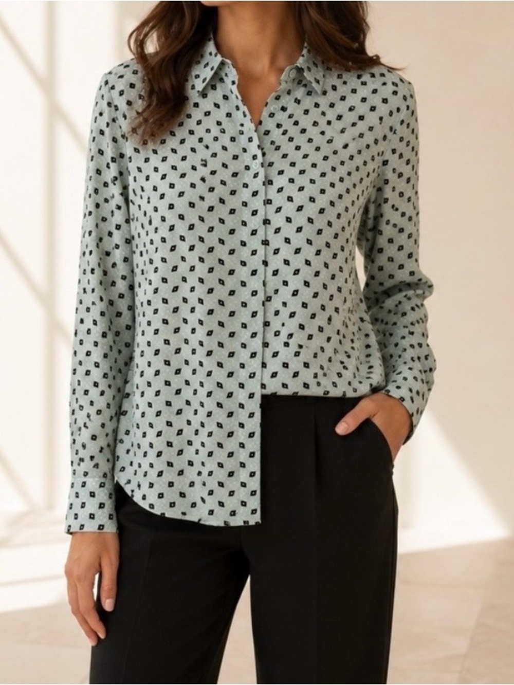 Equipment Geometric Print Button-Down Shirt